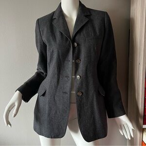 Harve Benard Dark Gray Blazer with Notched Lapels and Structured Shoulders